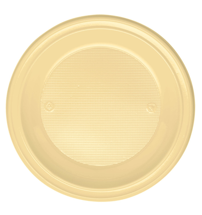 Piatto di Plastica PS Fondo Crema Ø220mm (30 Pezzi) Piatto di Plastica PS Fondo Crema Ø220mm (30 Pezzi)