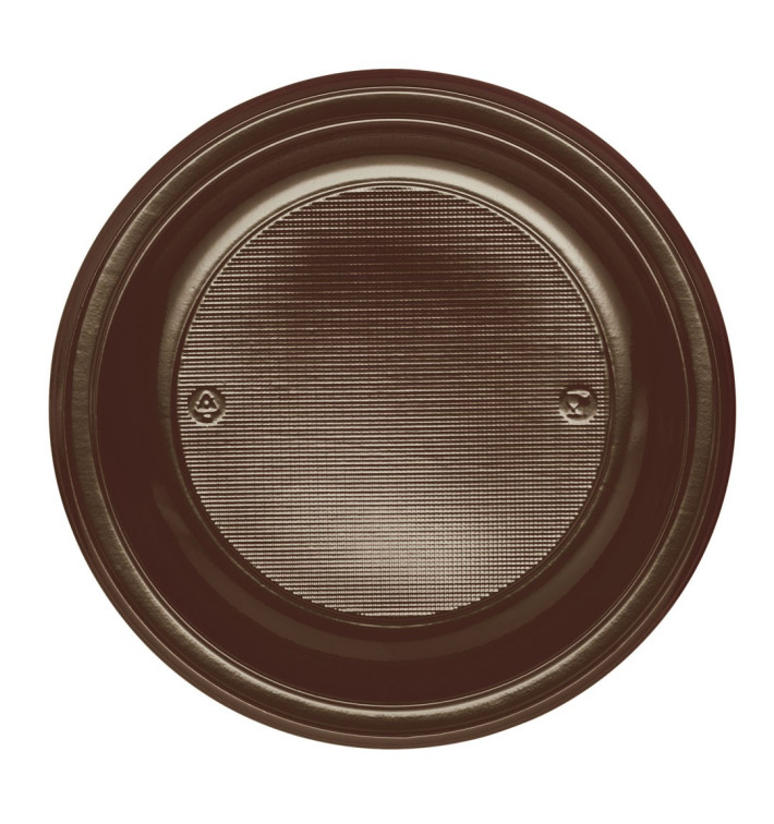 Piatto di Plastica PS Piano Ciaccolato Ø220mm (780 Pezzi) Piatto di Plastica PS Piano Ciaccolato Ø220mm (780 Pezzi)