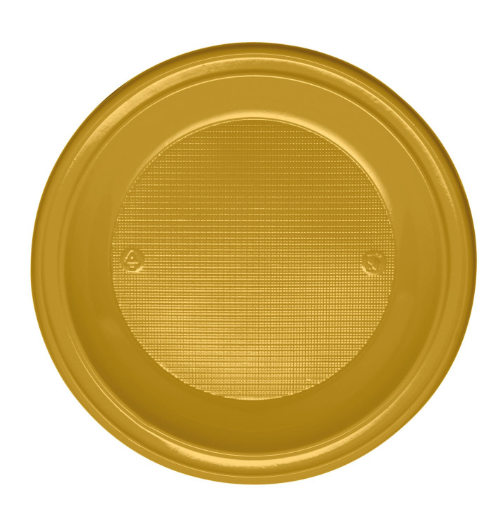 Piatto di Plastica PS Fondo Oro Ø220mm (30 Pezzi) Piatto di Plastica PS Fondo Oro Ø220mm (30 Pezzi)