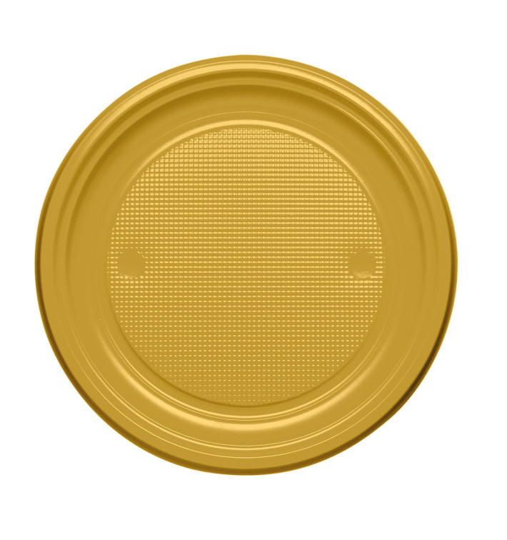 Piatto di Plastica PS Piano Oro Ø170mm (1100 Pezzi) Piatto di Plastica PS Piano Oro Ø170mm (1100 Pezzi)