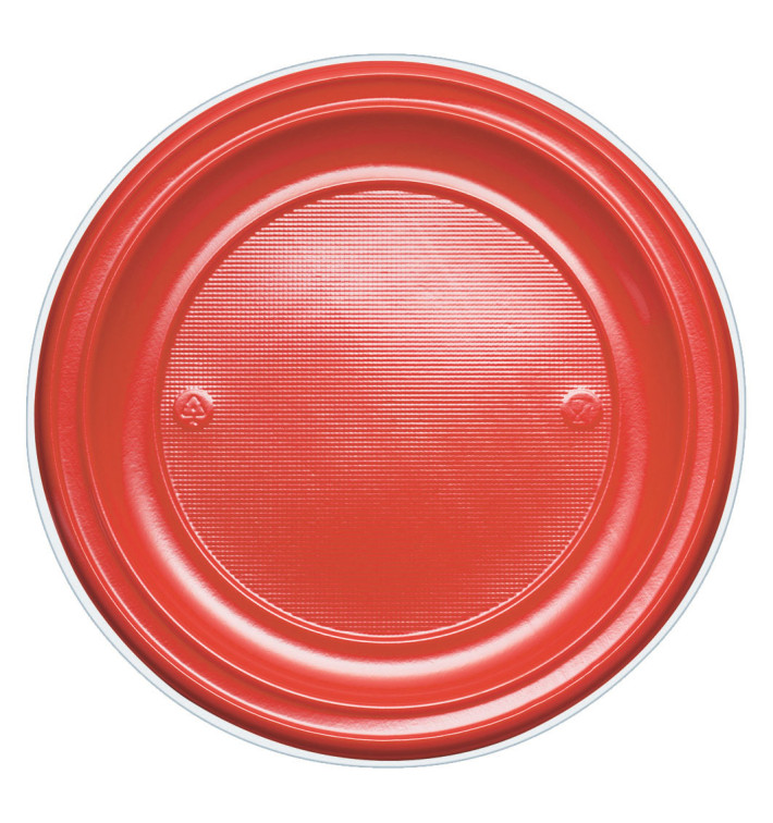Piatto di Plastica PS Piano Rosso Ø220mm (30 Pezzi) Piatto di Plastica PS Piano Rosso Ø220mm (30 Pezzi)