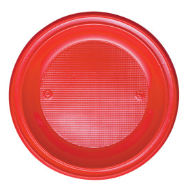 Piatto di Plastica PS Fondo Rosso Ø220mm (600 Pezzi)