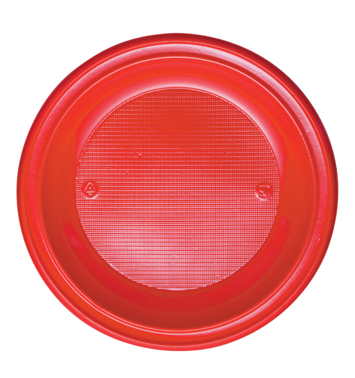 Piatto di Plastica PS Fondo Rosso Ø220mm(30 Pezzi)