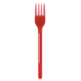 Forchetta di Plastica PS Rosso 165mm (20 Pezzi)