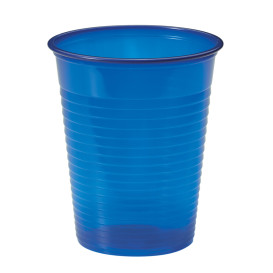 Bicchiere di Plastica PS Blu Scuro 200ml Ø7cm (50 Pezzi)