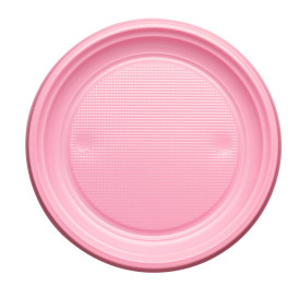 Piatto di Plastica PS Piano Rosa Ø170mm (50 Pezzi)