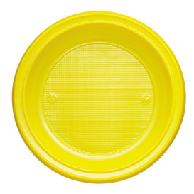 Piatto di Plastica PS Fondo Giallo Ø220mm (30 Pezzi)