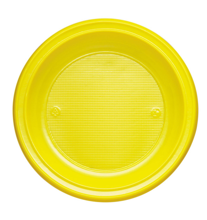 Piatto di Plastica PS Fondo Giallo Ø220mm (600 Pezzi) Piatto di Plastica PS Fondo Giallo Ø220mm (600 Pezzi)