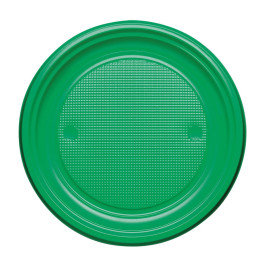 Piatto di Plastica PS Piano Verde Ø170mm (50 Pezzi)