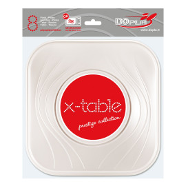Piatto di Plastica PP "X-Table" Piazza Piano Perla 230mm (120 Pezzi)