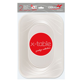 Vassoio di Plastica PP "X-Table" Perla 330x230mm (2 Pezzi)