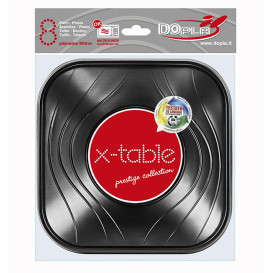 Ciotola Plastica PP "X-Table" Nero 18x18cm (8 Pezzi)