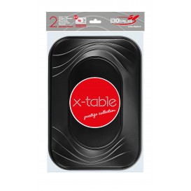 Vassoio di Plastica PP "X-Table" Nero 330x230mm (2 Pezzi)
