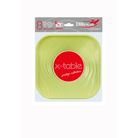 Piatto di Plastica PP "X-Table" Piazza Piano Lime 180mm (8 Pezzi)