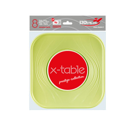 Piatto di Plastica PP "X-Table" Piazza Piano Lime 230mm (120 Pezzi)