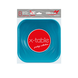 Piatto di Plastica PP "X-Table" Piazza Piano Turchese 230mm (120 Pezzi)