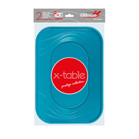 Vassoio di Plastica PP "X-Table" Turchese 330x230mm (2 Pezzi)
