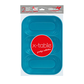 Vassoio di Plastica PP "X-Table" 3C Turchese 330x230mm (2 Pezzi)