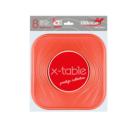 Piatto di Plastica PP "X-Table" Piazza Piano Arancione 230mm (8 Pezzi)