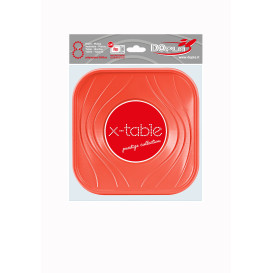 Ciotola Plastica PP "X-Table" Arancione 18x18cm (8 Pezzi)