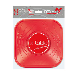 Ciotola Plastica PP "X-Table" Rosso 18x18cm (8 Pezzi)