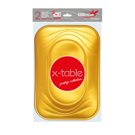 Vassoio di Plastica PP "X-Table" Oro 330x230mm (2 Pezzi)