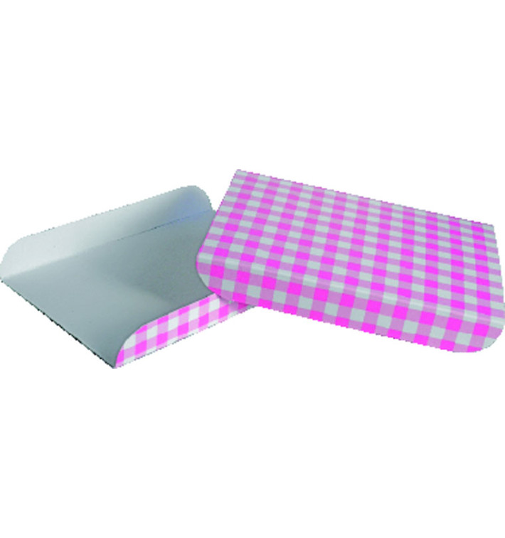 Vassoio di Carta Rosa per Gaufres 13,5x10cm Vassoio di Carta Rosa per Gaufres 13,5x10cm