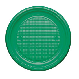 Piatto di Plastica Piano Verde PS Ø220mm (780 Pezzi)