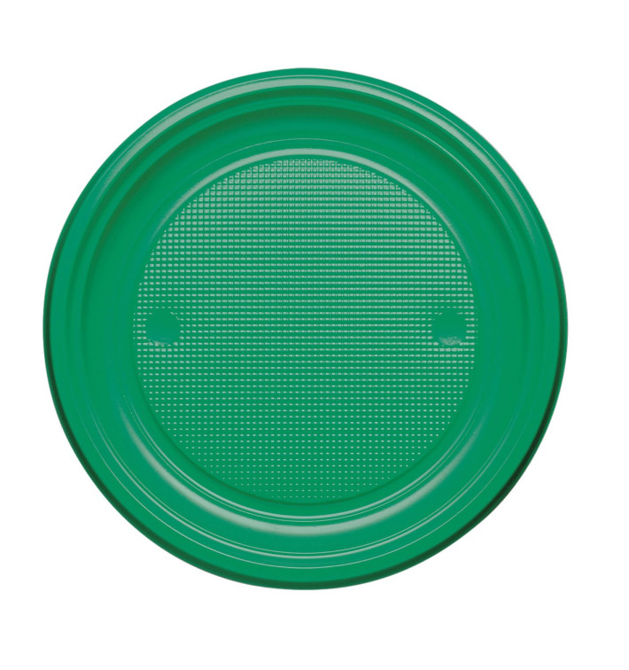 Piatto di Plastica Piano Verde PS Ø220mm (30 Pezzi) Piatto di Plastica Piano Verde PS Ø220mm (30 Pezzi)