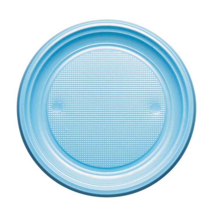 Piatto di Plastica Piano Azzurro PS Ø220mm (30 Pezzi) Piatto di Plastica Piano Azzurro PS Ø220mm (30 Pezzi)