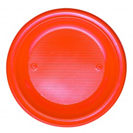 Piatto di Plastica PS Fondo Arancione Ø220mm (30 Pezzi)