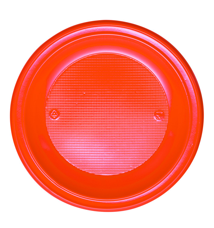 Piatto di Plastica PS Fondo Arancione Ø220mm (600 Pezzi) Piatto di Plastica PS Fondo Arancione Ø220mm (600 Pezzi)