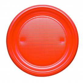 Piatto di Plastica PS Piano Arancione Ø170mm (50 Pezzi)