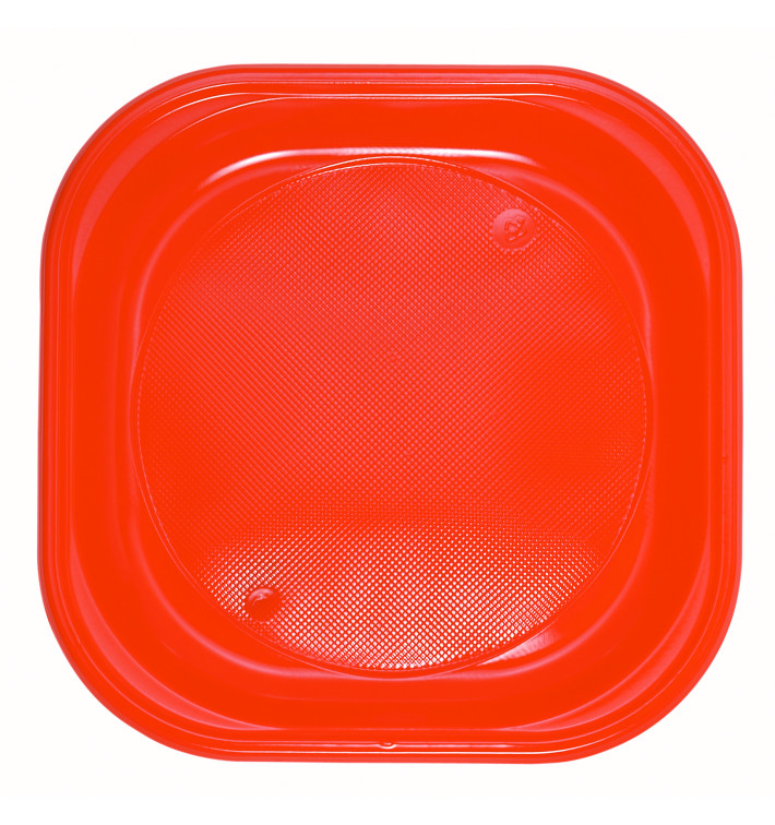 Piatto di Plastica PS Piazza Piano Arancione 200x200mm (720 Pezzi) Piatto di Plastica PS Piazza Piano Arancione 200x200mm (720 Pezzi)