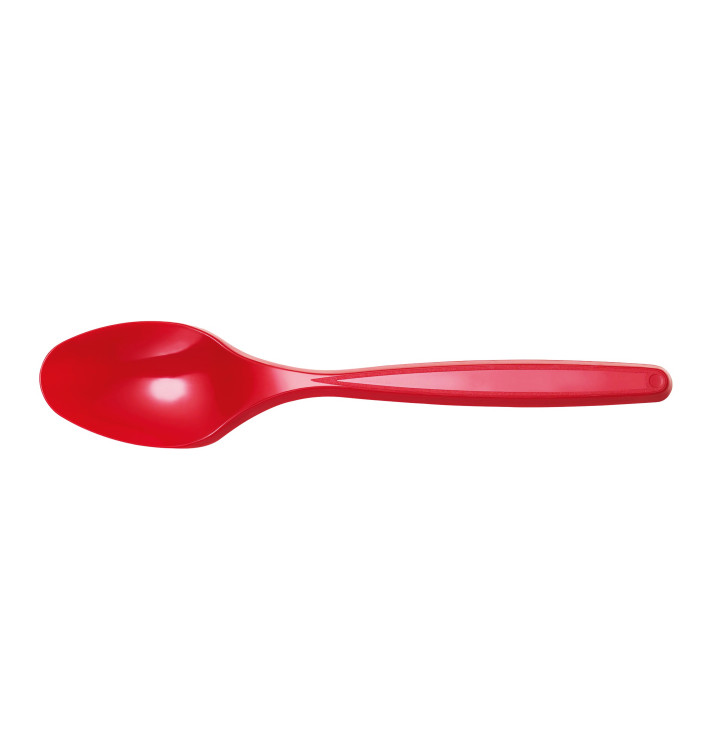 Cucchiaio di Plastica PS Rosso 120mm (1200 Pezzi) Cucchiaio di Plastica PS Rosso 120mm (1200 Pezzi)