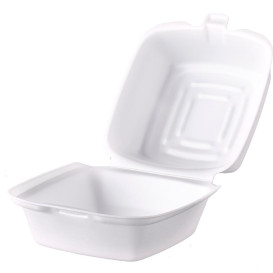 Contenitori Hamburger in Polistirolo Bianco 130x130x80mm (500 Pezzi)