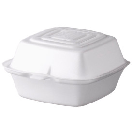 Contenitori Hamburger in Polistirolo Bianco 130x130x80mm (500 Pezzi)
