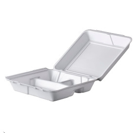 Contenitori EPS MenuBOX 3Sco. Bianco 240x235mm (100 Pezzi)