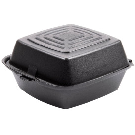 Contenitori Hamburger in Polistirolo Nero 150x150x80mm (125 Pezzi)