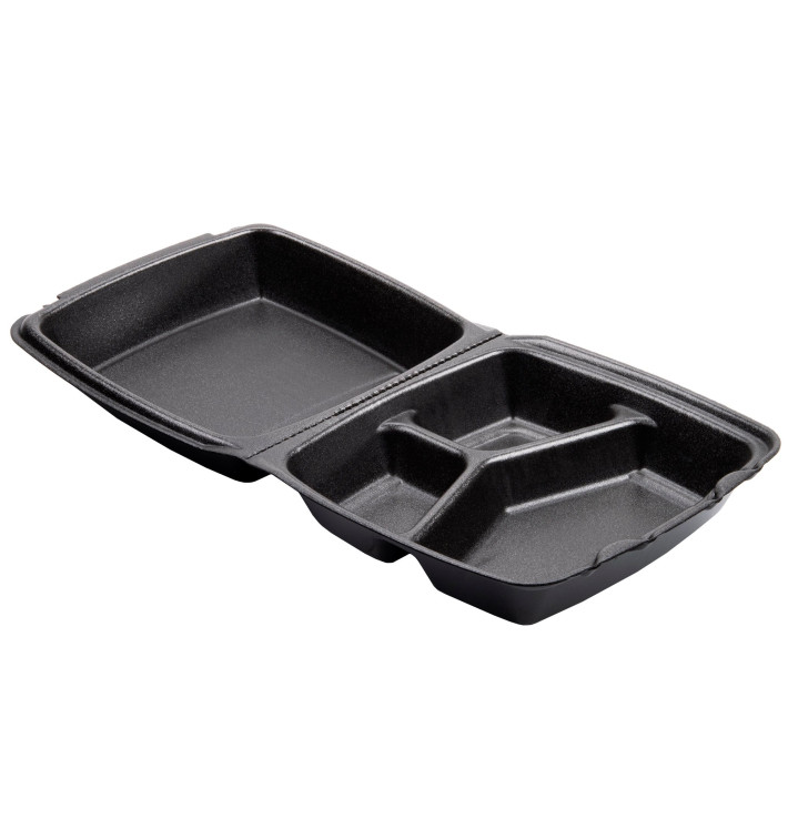 Contenitori EPS Lunchbox 3 Sco. Nero 210x200mm (100 Pezzi) Contenitori EPS Lunchbox 3 Sco. Nero 210x200mm (100 Pezzi)