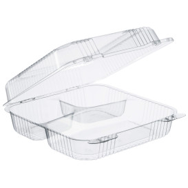 Contenitore Plastica OPS 3 Sco. "StayLock" Coperchio Trasp. 1120ml (100 Pezzi)