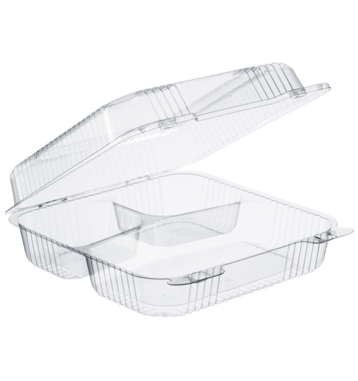 Contenitore Plastica OPS 3 Sco. "StayLock" Coperchio Trasp. 1120ml (100 Pezzi) Contenitore Plastica OPS 3 Sco. "StayLock" Coperchio Trasp. 1120ml (100 Pezzi)