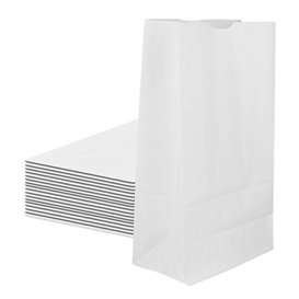 Sacchetto di Carta Kraft Bianco 12+8x24cm (25 Pezzi)