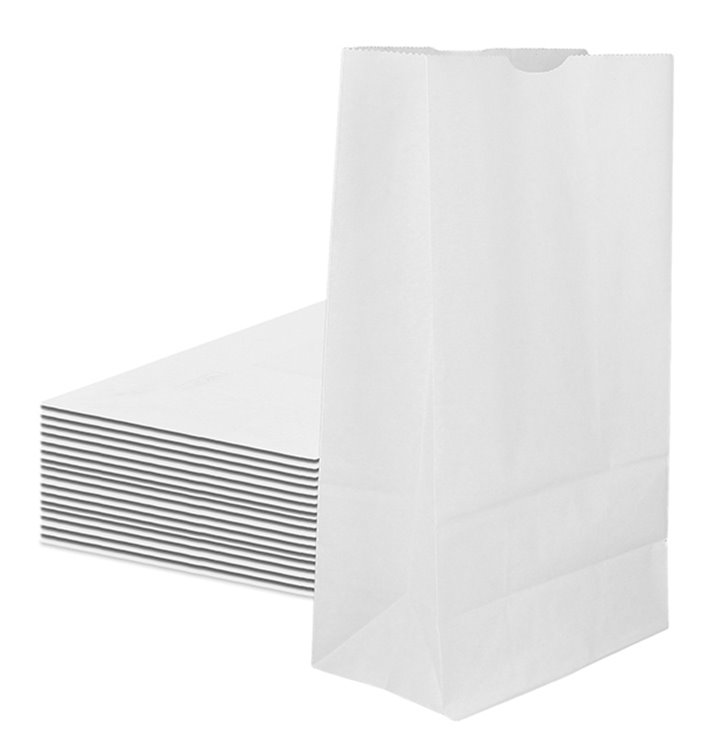 Sacchetto di Carta Kraft Bianco 12+8x24cm (1000 Pezzi) Sacchetto di Carta Kraft Bianco 12+8x24cm (1000 Pezzi)
