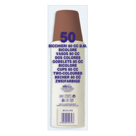 Bicchiere di Plastica PS Bicolor Marrone 80ml Ø5,7cm (2400 Pezzi)