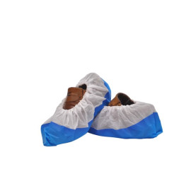 Copriscarpe TNT Di PP Bianco con Suola Antiscivolo CPE Blu (50 Pezzi)