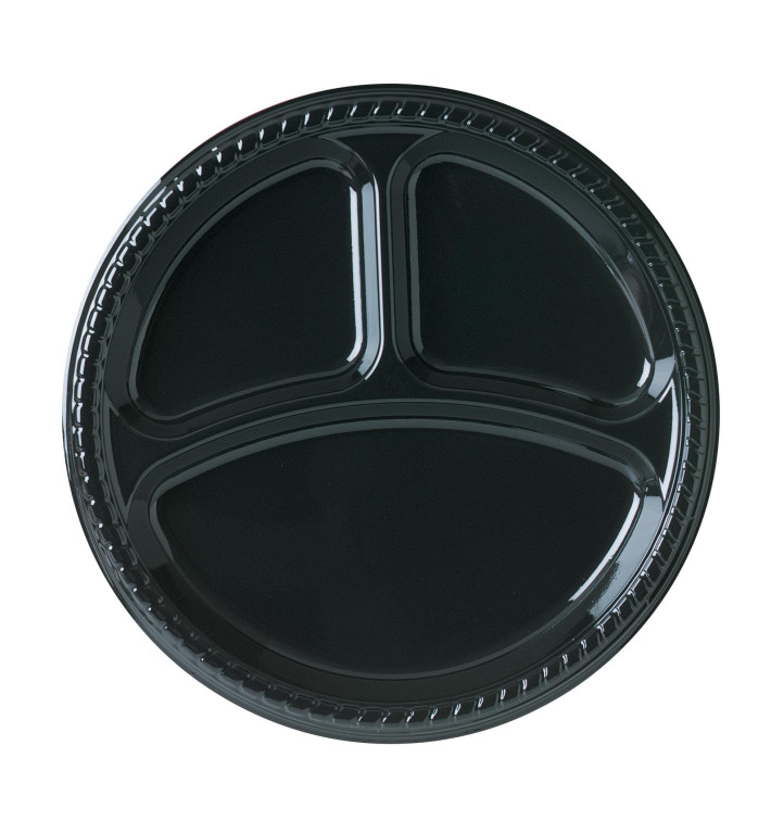 Piatto di Plastica Party PS Piano Nero 3S Ø260mm (25 Pezzi) Piatto di Plastica Party PS Piano Nero 3S Ø260mm (25 Pezzi)