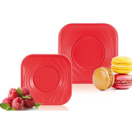 Piatto di Plastica PP "X-Table" Piazza Piano Rosso 180mm (8 Pezzi)