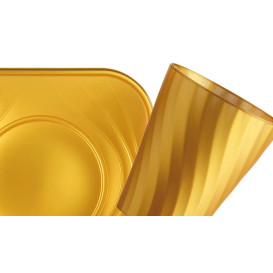 Piatto di Plastica PP "X-Table" Piazza Piano Oro 230mm (8 Pezzi)