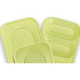 Piatto di Plastica PP "X-Table" Piazza Piano Lime 230mm (120 Pezzi)
